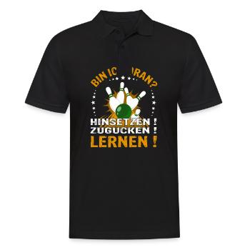 "Bin ich Dran?" Kegelspieler Kegler - Männer Poloshirt - Schwarz - Vorne - Kai (181cm)