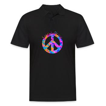 Love Peace 60s 70s Hippie Costume Love Peace - Polo Homme - noir - Devant - Kai (181cm)