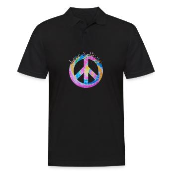 Love Peace 60s 70s Hippie Costume Love Peace - Polo Homme - noir - Devant - Kai (181cm)