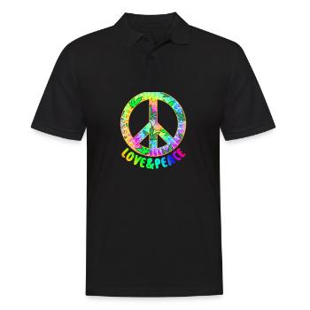 Love Peace 60s 70s Hippie Costume Love Peace - Polo Homme - noir - Devant - Kai (181cm)