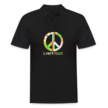 Love Peace 60s 70s Hippie Costume Love Peace - Polo Homme - noir - Devant - Kai (181cm)