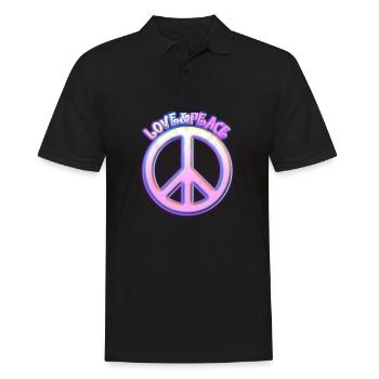 Love Peace 60s 70s Hippie Costume Love Peace - Polo Homme - noir - Devant - Kai (181cm)