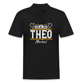 Theo Geschenkidee Geschenk Geburtstag - Männer Poloshirt - Schwarz - Vorne - Kai (181cm)