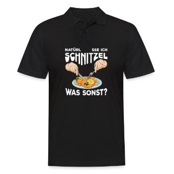Natürlich esse ich Schnitzel - Männer Poloshirt - Schwarz - Vorne - Kai (181cm)