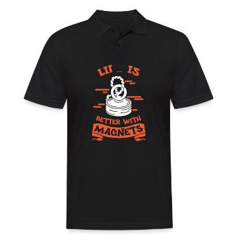 Magnetfischer Magnetangeln Schatzsuche - Männer Poloshirt - Schwarz - Vorne - Kai (181cm)