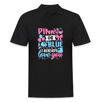 Rosa oder Blau Ich liebe dich schon Junge oder Mädchen - Männer Poloshirt - Schwarz - Vorne - Kai (181cm)