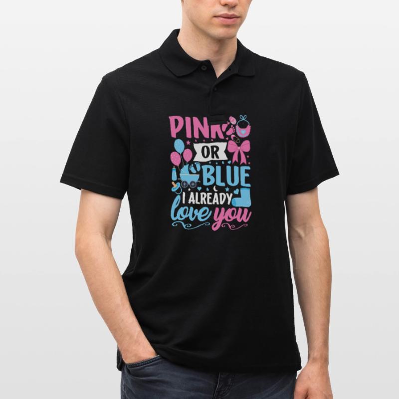 Rosa oder Blau Ich liebe dich schon Junge oder Mädchen Männer Poloshirt