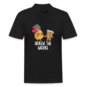 Drôle de pizza à l’ananas Pizza mignonne Pizza Kawaii - Polo Homme - noir - Devant - Kai (181cm)