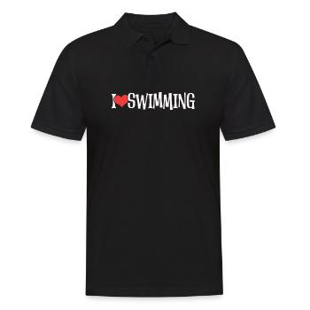 Schimmer Schwimmen I Love Swimming - Männer Poloshirt - Schwarz - Vorne - Kai (181cm)