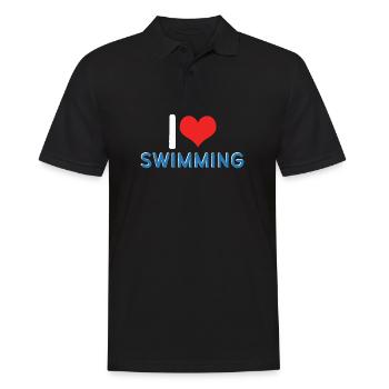 Schimmer Schwimmen I Love Swimming - Männer Poloshirt - Schwarz - Vorne - Kai (181cm)