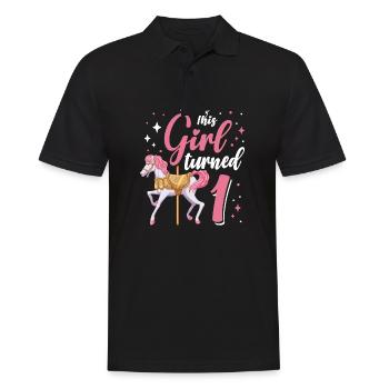 Karussell-geburtstagsfeier Dieses Mädchen Wurde 1 - Männer Poloshirt - Schwarz - Vorne - Kai (181cm)