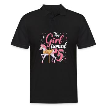 Karussell-geburtstagsfeier Dieses Mädchen Wurde 5 - Männer Poloshirt - Schwarz - Vorne - Kai (181cm)