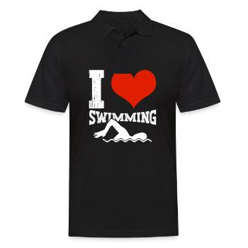 Schimmer Schwimmen I Love Swimming - Männer Poloshirt - Schwarz - Vorne - Kai (181cm)