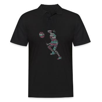 Badminton Federball Spieler - Männer Poloshirt - Schwarz - Vorne - Kai (181cm)