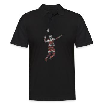 Badminton Federball Spieler - Männer Poloshirt - Schwarz - Vorne - Kai (181cm)