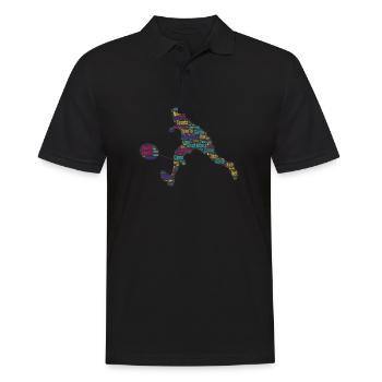 Badminton Federball Spieler - Männer Poloshirt - Schwarz - Vorne - Kai (181cm)