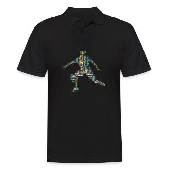 Badminton Federball Spieler - Männer Poloshirt - Schwarz - Vorne - Kai (181cm)