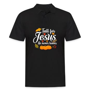 Tomber amoureux de Jésus Il ne quitte jamais Christian - Polo Homme - noir - Devant - Kai (181cm)