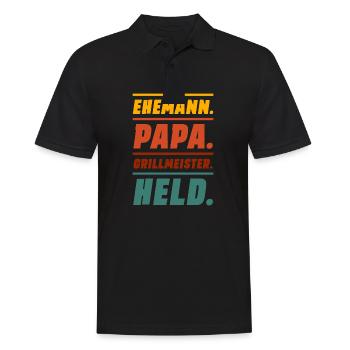 Ehemann Papa Grillmeister - Männer Poloshirt - Schwarz - Vorne - Kai (181cm)