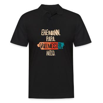 Ehemann Papa Grillmeister - Männer Poloshirt - Schwarz - Vorne - Kai (181cm)