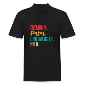Ehemann Papa Grillmeister - Männer Poloshirt - Schwarz - Vorne - Kai (181cm)