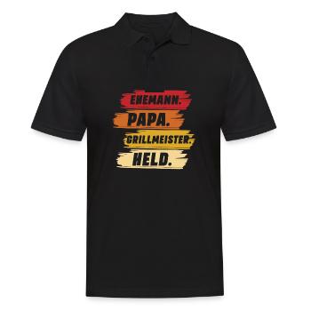 Ehemann Papa Grillmeister - Männer Poloshirt - Schwarz - Vorne - Kai (181cm)