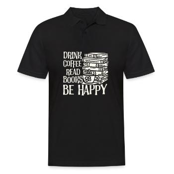 Drinking coffee, reading books, being happy - Men's Polo Shirt - black - Front - Kai (181cm)