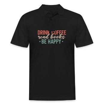 Boire du café, lire des livres, être heureux - Polo Homme - noir - Devant - Kai (181cm)
