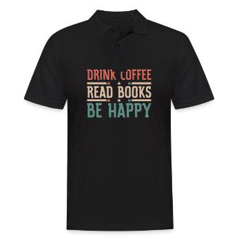 Boire du café, lire des livres, être heureux - Polo Homme - noir - Devant - Kai (181cm)