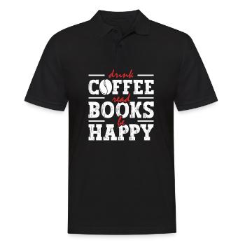 Drinking coffee, reading books, being happy - Men's Polo Shirt - black - Front - Kai (181cm)