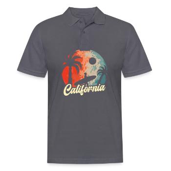 Kalifornische Sommersonne Palmen Strand Wasser - Männer Poloshirt - Anthrazit - Vorne - Nico (186cm)