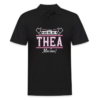 Thea Geschenkidee Geschenk Geburtstag - Männer Poloshirt - Schwarz - Vorne - Kai (181cm)