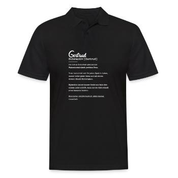 Gertrud Substantiv Namensbedeutung Herkunft - Männer Poloshirt - Schwarz - Vorne - Kai (181cm)
