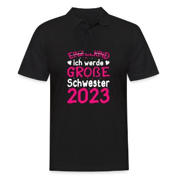 Ich Werde Große Schwester 2023 Schwangerschaft - Männer Poloshirt - Schwarz - Vorne - Kai (181cm)