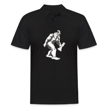 Bigfoot Chess Shirt, Funny Bigfoot Playing Chess T - Men's Polo Shirt - black - Front - Kai (181cm)