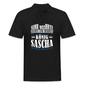 Sascha Namensshirt mit lustigem König Spruch - Männer Poloshirt - Schwarz - Vorne - Kai (181cm)