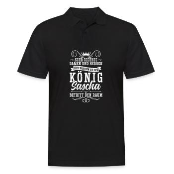 Sascha Namensshirt mit lustigem König Spruch - Männer Poloshirt - Schwarz - Vorne - Kai (181cm)