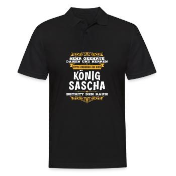Sascha Namensshirt mit lustigem König Spruch - Männer Poloshirt - Schwarz - Vorne - Kai (181cm)