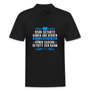 Sascha Namensshirt mit lustigem König Spruch - Männer Poloshirt - Schwarz - Vorne - Kai (181cm)