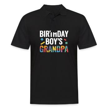 Birthday boy Grandpa building blocks - Men's Polo Shirt - black - Front - Kai (181cm)