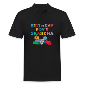 Birthday Kids Grandma Building Blocks - Men's Polo Shirt - black - Front - Kai (181cm)