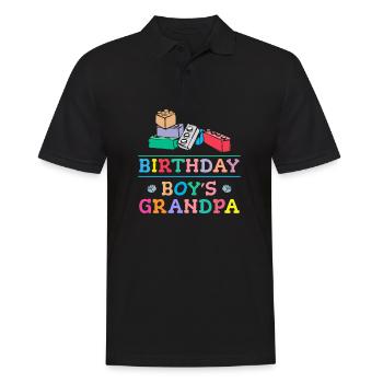 Birthday boy Grandpa building blocks - Men's Polo Shirt - black - Front - Kai (181cm)