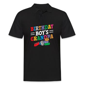 Birthday boy Grandpa building blocks - Men's Polo Shirt - black - Front - Kai (181cm)