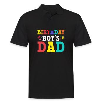Le père d’un garçon d’anniversaire construit des blocs de construction - Polo Homme - noir - Devant - Kai (181cm)
