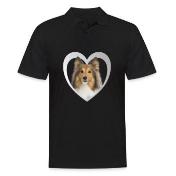 Sheltie - Dog Lover - Dog Heart - Men's Polo Shirt - black - Front - Kai (181cm)