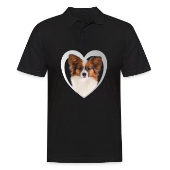 Papillon - Hundeliebhaber - Hunde Herz - Männer Poloshirt - Schwarz - Vorne - Kai (181cm)