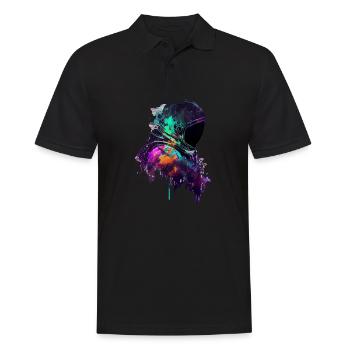 Outer Space Drippin Paint Art Fun Spaceman - Men's Polo Shirt - black - Front - Kai (181cm)