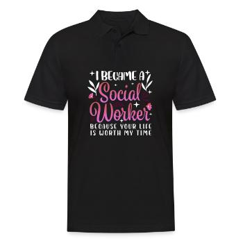 Je suis devenu travailleur social parce que votre vie est - Polo Homme - noir - Devant - Kai (181cm)