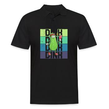 Pickelball Pickle Schläger Gurke Lustig - Männer Poloshirt - Schwarz - Vorne - Kai (181cm)