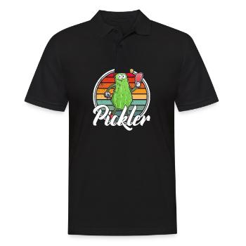 Pickelball Pickle Gurke Schläger Geschenk - Männer Poloshirt - Schwarz - Vorne - Kai (181cm)